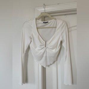 REVOLVE White Long Sleeve Ruched Top